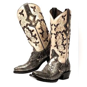 JB Dillon Reserve Embroidered Leather Western Cowboy Boots Size 8 B.